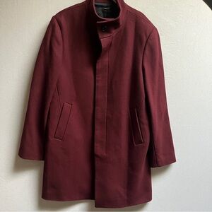 Club Monaco Wool Blend Stand Collar Coat Burgundy Sz 10